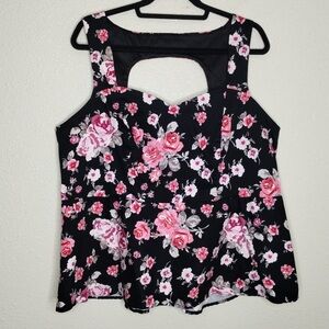 Floral Black and Pink Women's Top